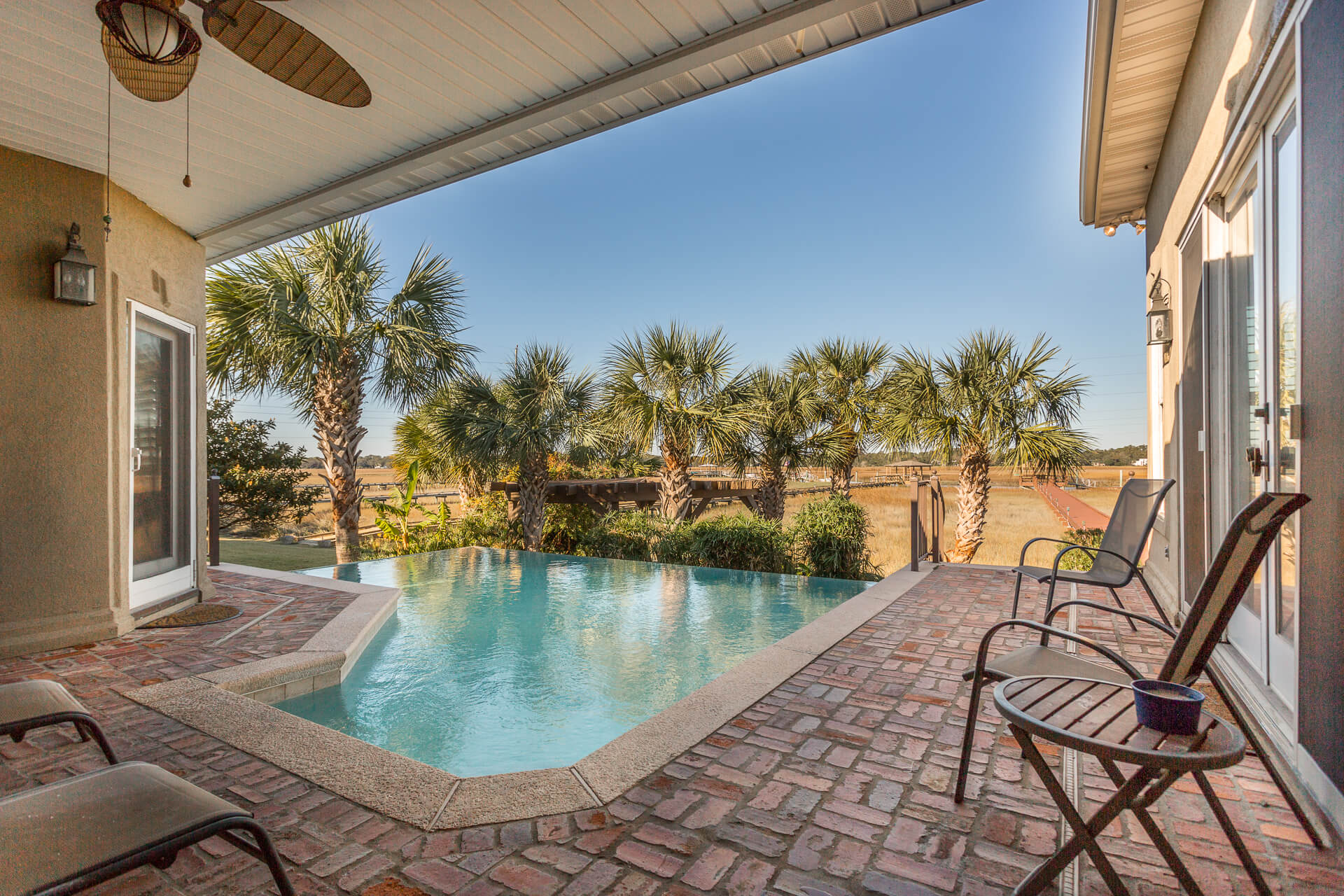 Pool overlooking marsh on st.simons