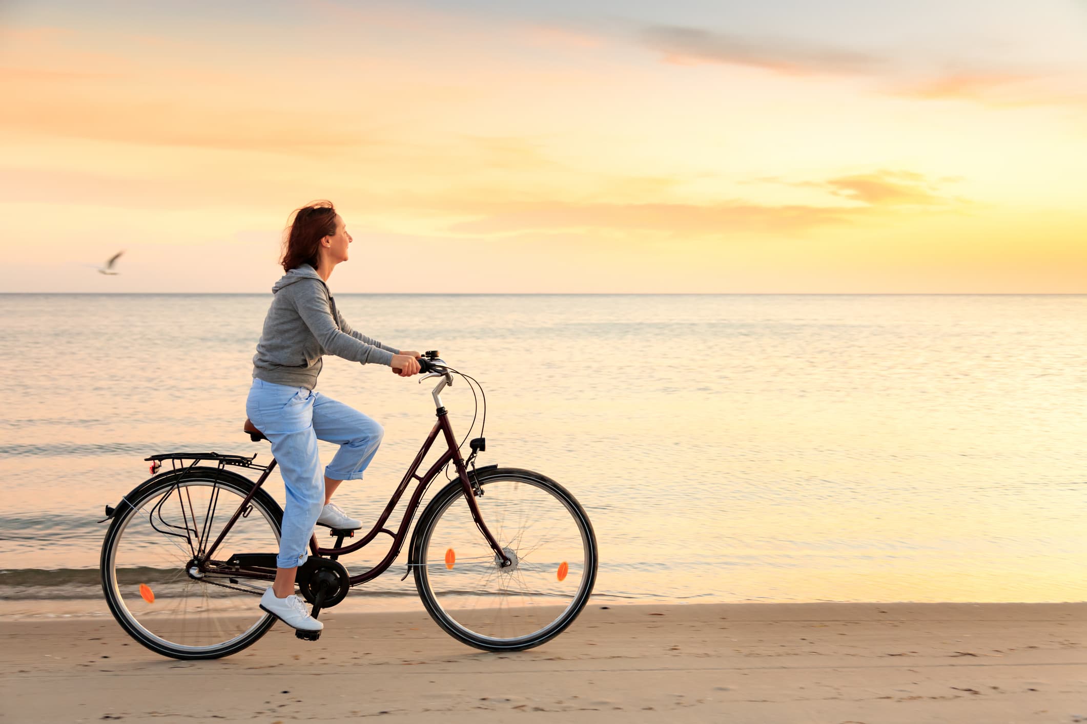 biking on the beach