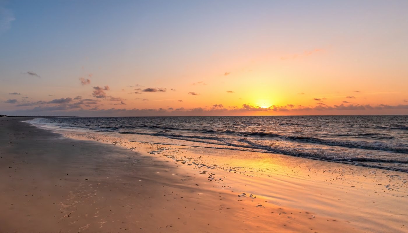 beautiful St. Simons island beach at sunset