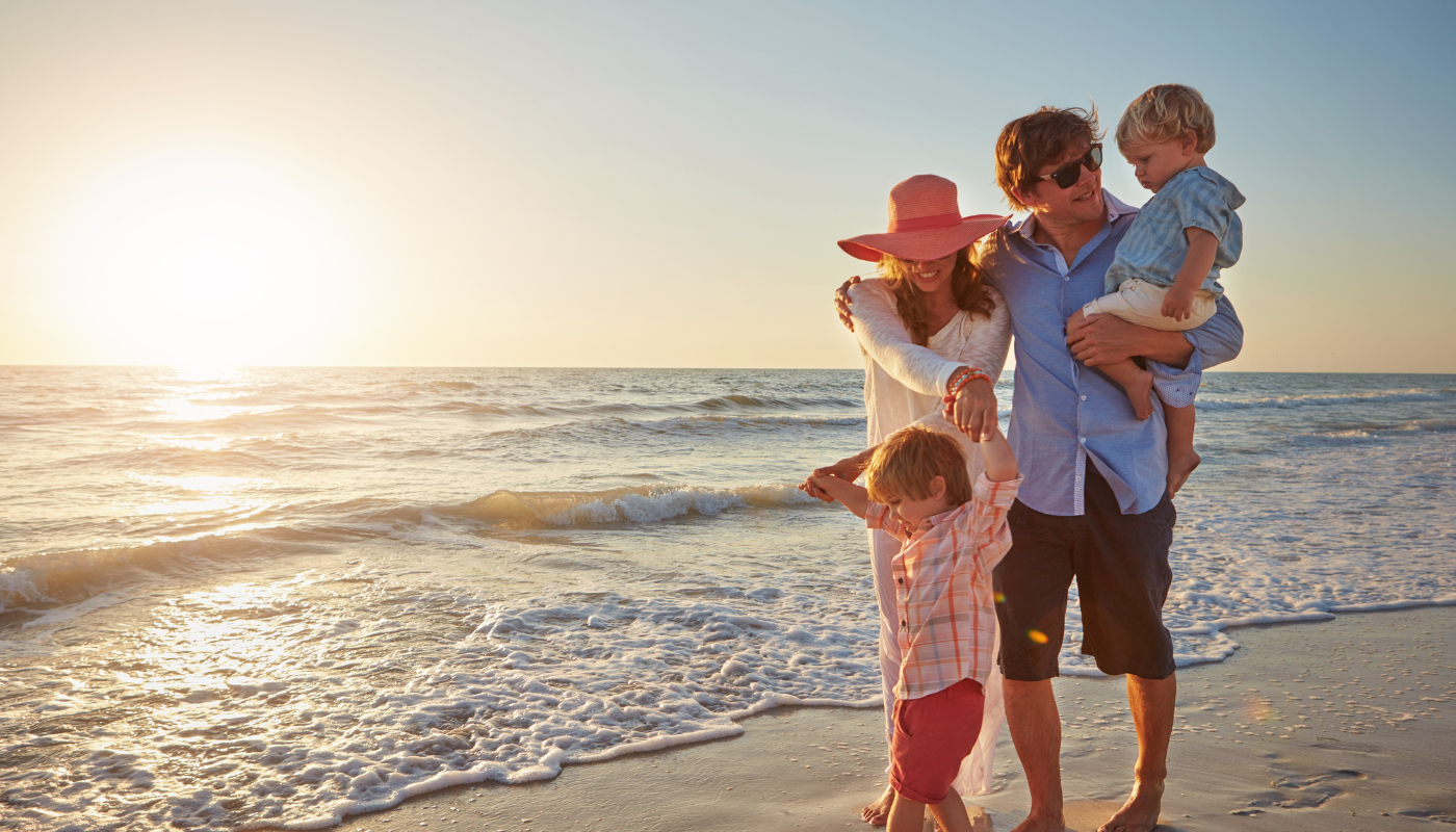family at the beach during spring on st simons