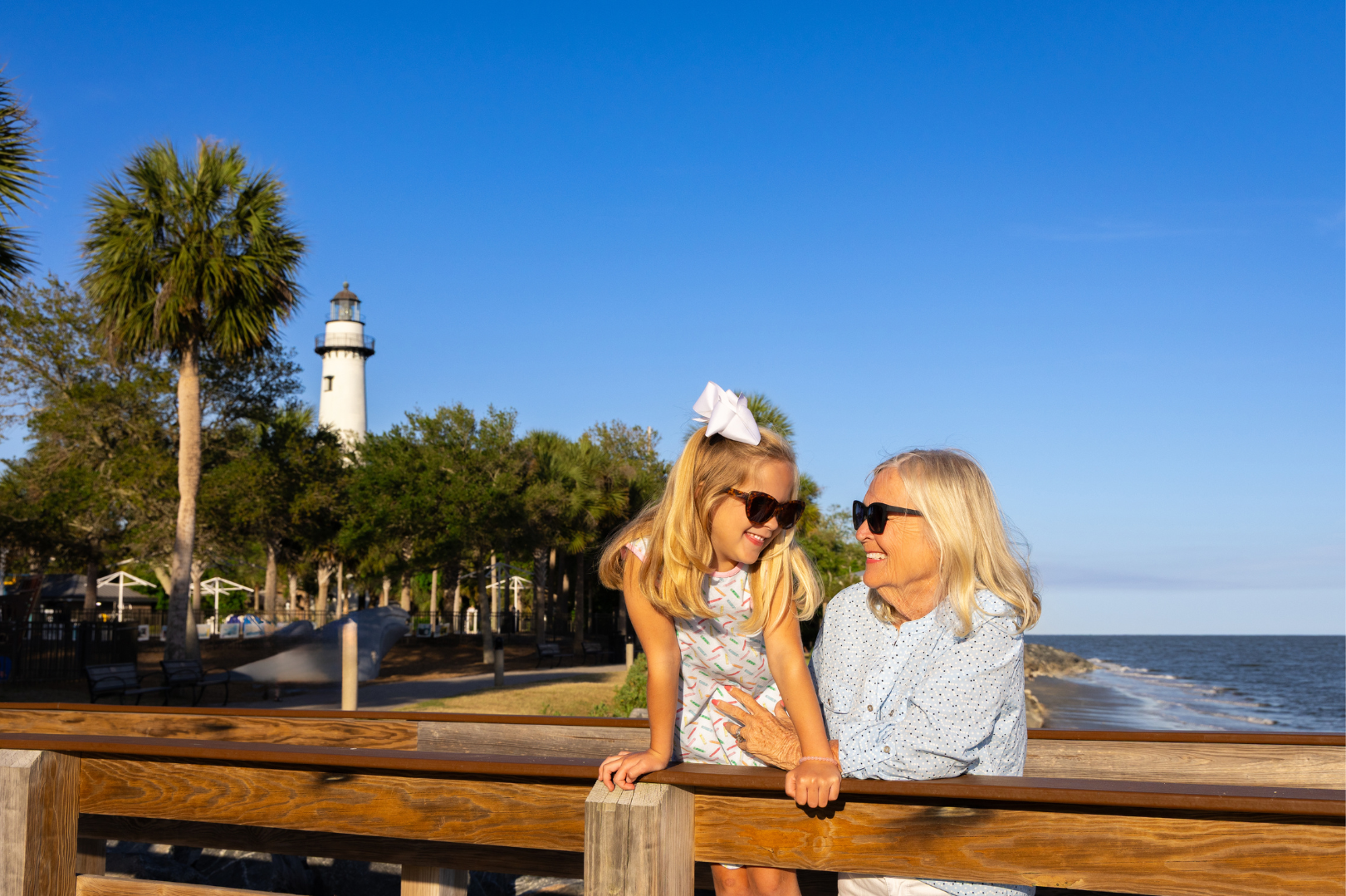 Grandma and Granddaughter in front of St. Simons Lighthouse